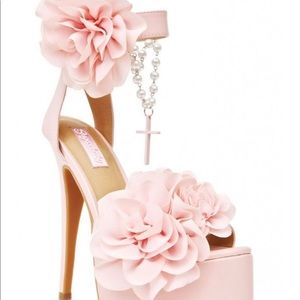 Sugar Thrillz BLUSH ROSARY PLATFORM HEELS